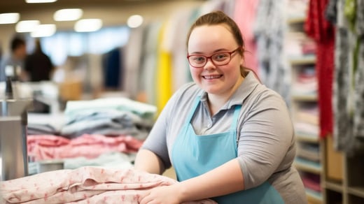 woman with Down syndrome in store