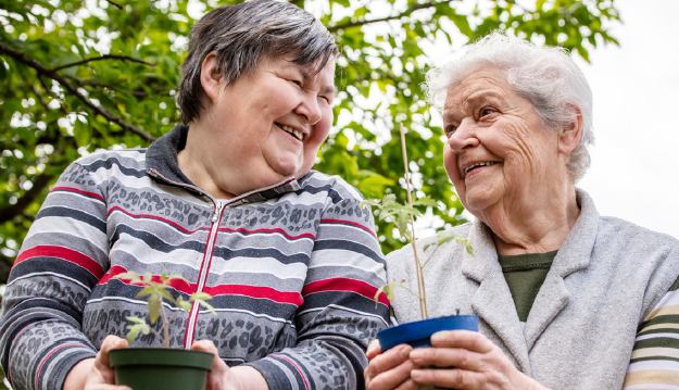 two women gardening