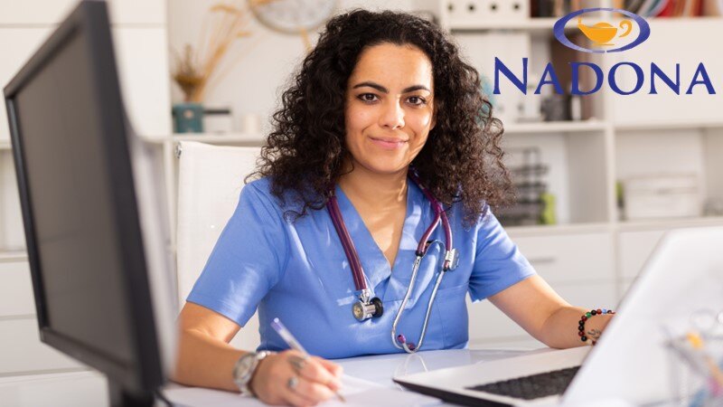 nurse at computer